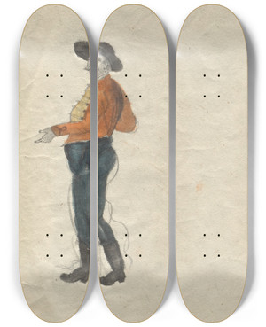 Triptych art skateboard deck of Hans Thoma Sketchbook_3 by Hans Thoma (1839-1924)