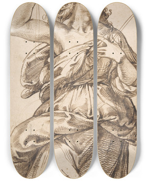 Triptych art skateboard deck of Bartolomeo Passarotti An Angel by Bartolomeo Passarotti (1529-1592)