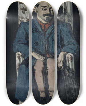 Triptych art skateboard deck of Paul Czanne Achille Emperaire by Paul Cezanne (1839-1906)