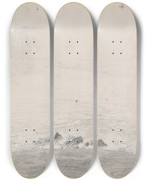 Triptych art skateboard deck of John Singer Sargent Coastal Scene by John Singer Sargent (1856-1925)