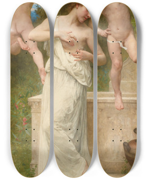 Triptych art skateboard deck of William Bouguereau Blessures Damour by William Bouguereau (1825-1905)