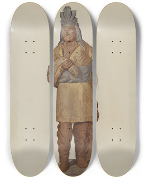 Triptych art skateboard deck of Henry Tomaszewski Cigar Store Indian_4 by Henry Tomaszewski