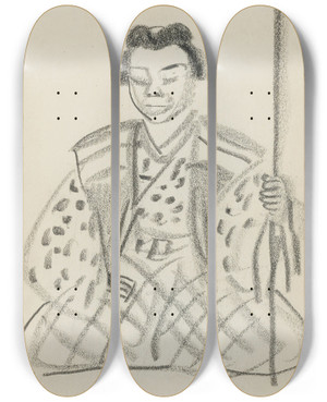 Triptych art skateboard deck of Alexandre Jacovleff Japanese Figure_7 by Alexandre Jacovleff (1887-1938)