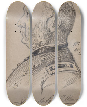 Triptych art skateboard deck of James Edward Kelly Joseph B Carr by James Edward Kelly (1855-1933)