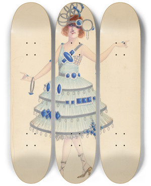 Triptych art skateboard deck of Will R Barnes Untitled_18 by Will R Barnes (1939)