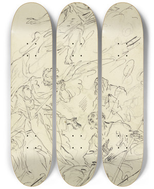 Triptych art skateboard deck of Gaspare Diziani Vision Der Heiligen Theresa Und Andere Heilige by Gaspare Diziani (1689-1767)
