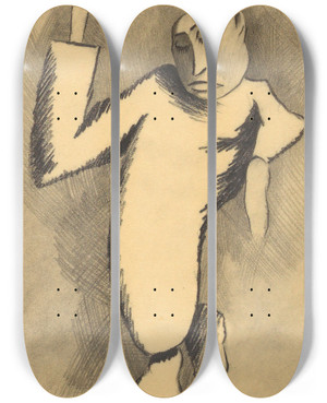Triptych art skateboard deck of Karl Wiener Der Prediger by Karl Wiener (1901-1949)