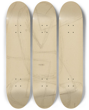 Triptych art skateboard deck of Paul Klee Robuster Narr Robust Fool by Paul Klee (1879-1940)