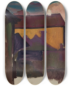 Triptych art skateboard deck of Nikolai Triik Vaade Uele by Nikolai Triik (1884-1940)