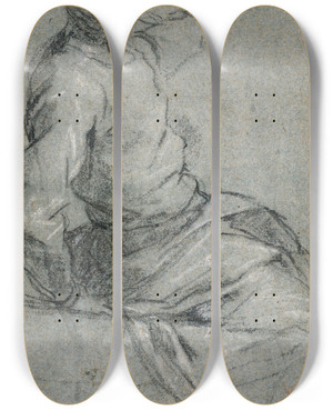 Triptych art skateboard deck of Jacopo Palma Il Giovane A Bearded Man Seated His Left Arm Raised by Jacopo Palma Il Giovane (1548-1628)
