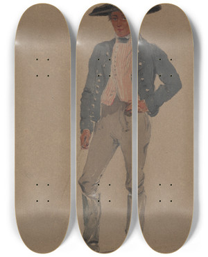 Triptych art skateboard deck of Thomas Sewell Robins A Postilion by Thomas Sewell Robins (1809-1880)