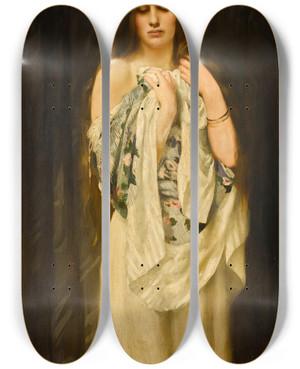 Triptych art skateboard deck of Thomas Benjamin Kennington Reverie by Thomas Benjamin Kennington (1856-1916)