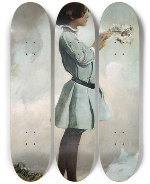 Triptych art skateboard deck of John White Alexander Geraldine Russell by John White Alexander (1856-1915)