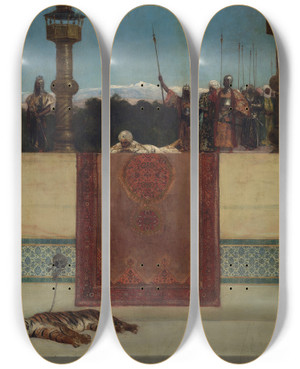 Triptych art skateboard deck of Jeanjosephbenjamin Constant The Sultans Tiger by Jean-Joseph-Benjamin Constant (1845-1902)