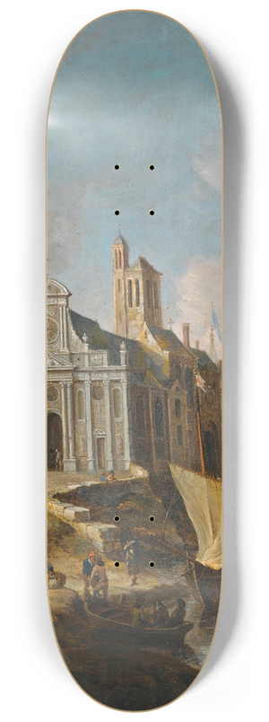 Jan Abrahamsz Beerstraaten - A Capriccio Of A Mediterranean Port 8.25 inch art skate deck
