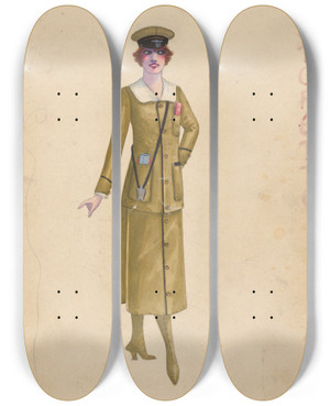 Triptych art skateboard deck of Will R Barnes Conductorette 4 by Will R Barnes (1939)