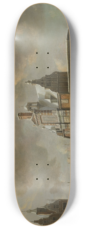 Jan Abrahamsz Beerstraaten - The Paalhuis and the Nieuwe Brug, Amsterdam, in the Winter 8.25 inch art skate deck Jan Abrahamsz Beerstraaten - The Paalhuis and the Nieuwe Brug, Amsterdam, in the Winter 8.25 inch art skate deck