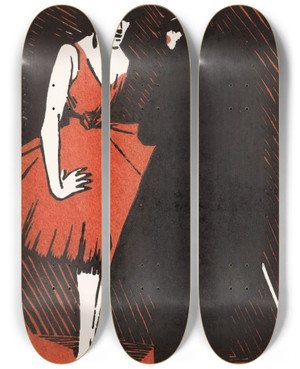 Triptych art skateboard deck of Fons Van Den Berg Danseres Met Een Heer by Fons van den Berg (20-)