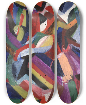 Triptych art skateboard deck of Patrick Henry Bruce Composition Iii by Patrick Henry Bruce (1881-1936)