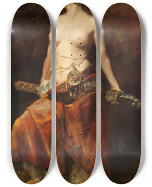 Triptych art skateboard deck of Francesc Masriera Salom by Francesc Masriera (1842-1902)