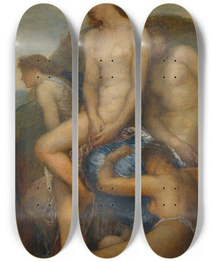 Triptych art skateboard deck of George Frederic Watts Watching For The Return Of Theseus by George Frederic Watts (1817-1904)