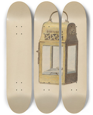 Triptych art skateboard deck of Margaret Stottlemeyer Brass Lantern_2 by Margaret Stottlemeyer