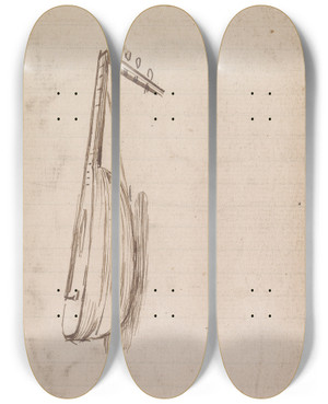 Triptych art skateboard deck of Charles Samuel Keene Sketchbook Drawing_12 by Charles Samuel Keene (1823-1891)