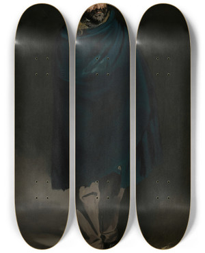 Triptych art skateboard deck of Douard Manet Beggar With Oysters Philosopher by douard Manet (1832-1883)