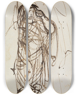 Triptych art skateboard deck of Benjamin Robert Haydon Study Of The Resurrection Of Lazarus_2 by Benjamin Robert Haydon (1786-1846)