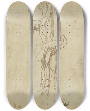 Triptych art skateboard deck of Anthony Van Dyck Christ On The Cross_2 by Anthony Van Dyck (1599-1641)