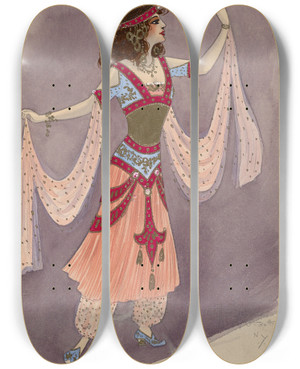 Triptych art skateboard deck of Will R Barnes Oriental6 by Will R Barnes (1939)