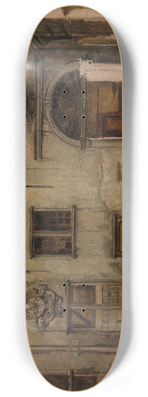 Jan August Hendrik Leys - Courtyard of the house of Christoffel Plantin 8.25 inch art skate deck Jan August Hendrik Leys - Courtyard of the house of Christoffel Plantin 8.25 inch art skate deck