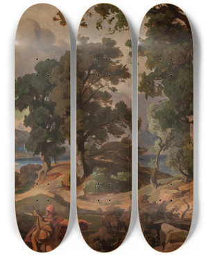 Triptych art skateboard deck of Friedrich Preller The Elder Odysseezyklus 3 by Friedrich Preller The Elder (1804-1878)