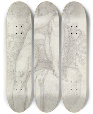 Triptych art skateboard deck of Henry Fuseli An Hermaphrodite by Henry Fuseli (1741-1825)