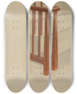 Triptych art skateboard deck of Alfred H Smith Newel Post by Alfred H Smith