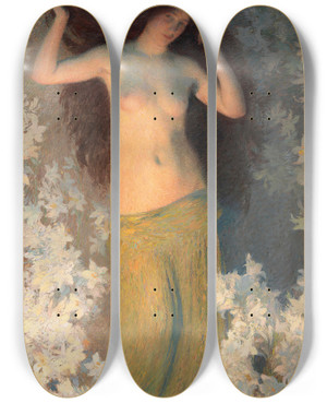 Triptych art skateboard deck of Henri Martin Beaut by Henri Martin (1860-1943)