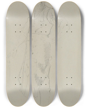 Triptych art skateboard deck of Thomas Hovenden The Village Blacksmith by Thomas Hovenden (1840-1895)