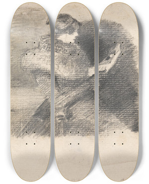 Triptych art skateboard deck of John Constable Mary Constable Reading by John Constable (1776-1837)