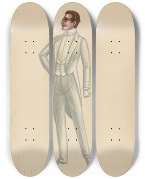 Triptych art skateboard deck of Will R Barnes Dapper Men_3 by Will R Barnes (1939)
