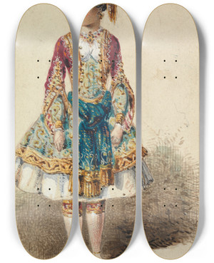 Triptych art skateboard deck of George Augustus Sala Girl In Neareastern Costume by George Augustus Sala (1828-1895)