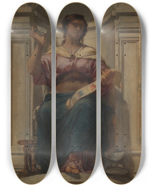 Triptych art skateboard deck of Charles Louis Mller Lobservation Ou Limprimerie by Charles Louis Muller (1815-1892)