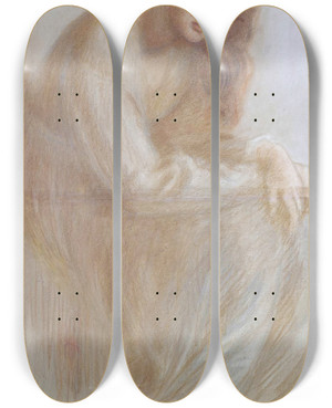 Triptych art skateboard deck of Dante Gabriel Rossetti Alexa Wilding by Dante Gabriel Rossetti (1828-1882)