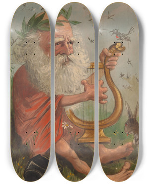 Triptych art skateboard deck of Thomas Nast William Cullen Bryant by Thomas Nast (1840-1902)