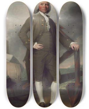 Triptych art skateboard deck of John Trumbull Patrick Tracy by John Trumbull (1756-1843)