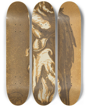 Triptych art skateboard deck of John Skippe Male Saint Standing With Folded Arms Facing To The Right by John Skippe (1742-1812)