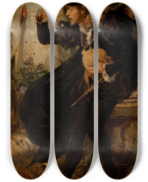 Triptych art skateboard deck of Pedro Amrico Hamlets Vision by Pedro Americo (1843-1905)