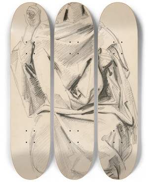 Triptych art skateboard deck of John Singer Sargent Drapedfigure by John Singer Sargent (1856-1925)
