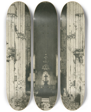 Triptych art skateboard deck of David Young Cameron St Laumerblois by David Young Cameron (1865-1945)