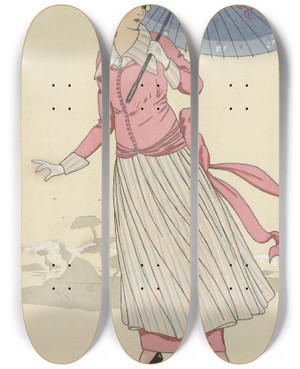 Triptych art skateboard deck of Fabius Robe De Taffetas_1 by Fabius