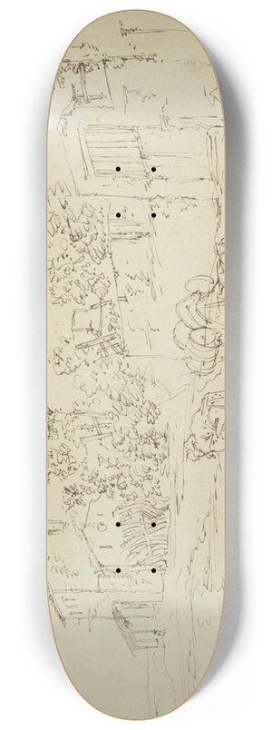 Jan Both - Italienische Landschaft mit zwei Mnnern und einem Lasttier 8.25 inch art skate deck